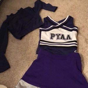 Full cheer outfit with skirt, top and under crop